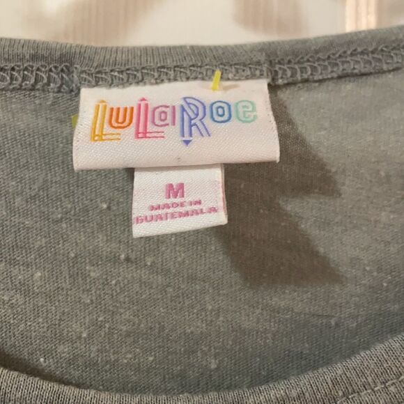 (5/$25) LuLaRoe Gray Heathered Leaf Randy 3/4 baseball top - Picture 3 of 9